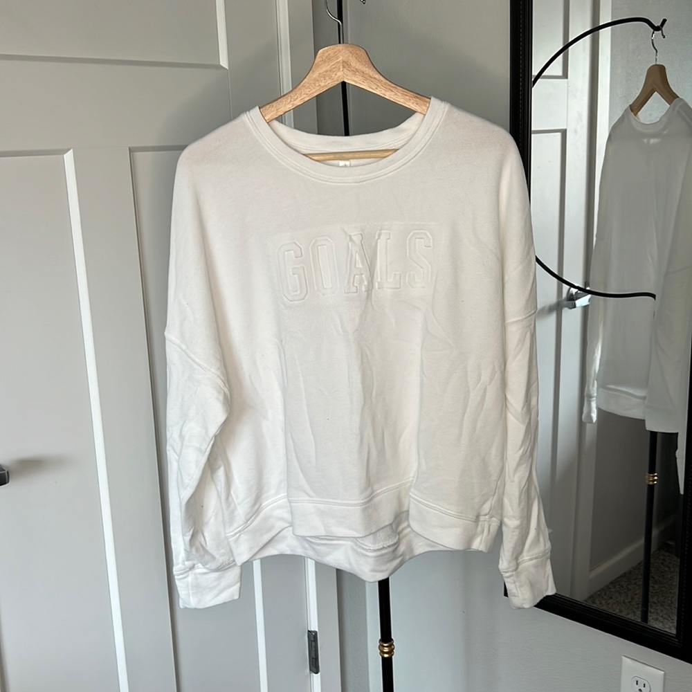 White Fabletics “GOALS” Sweatshirt